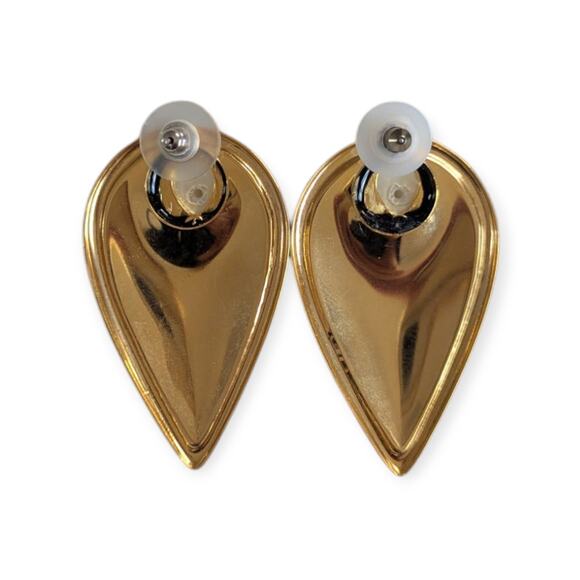 Iconic 70s 80s Art Deco Revival Enamel Pearl Earrings - Picture 2 of 3